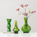 Axyaa Green Glass Geometry Vase for Home Decor and Flower Arrangements