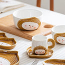 Axyaa Chestnut Ceramic Coffee Cup, Saucer, Plate, Bowl Set - Home Kitchen Tableware