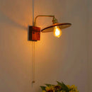 Axyaa Wooden Wall Sconce LED Bedside Lamp Glass Wall Lights Switch