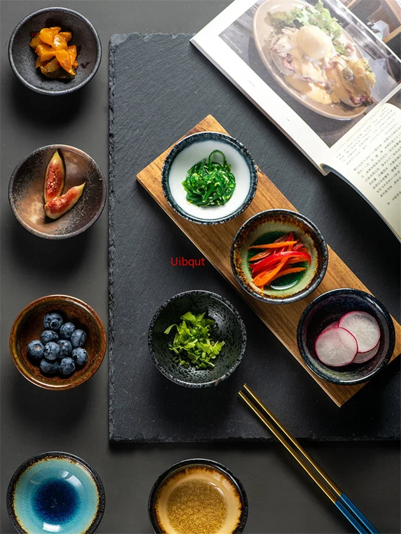 Axya Ceramic Plate Round Disc Sauce Bottle Soy Sauce Tray Condimemt Bottle
