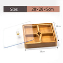 Axyaa Bamboo Partition Dessert Plate - Snack Storage Tray for Dried Fruits & Treats