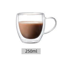 Axyaa Double Layer Glass Cup - Heat-Resistant, Round Egg Shape with Handle