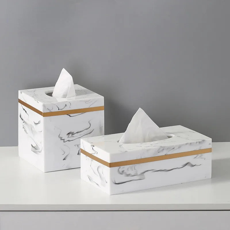 Axya Marbling Texture Tissue Box: Luxe Nordic Design for Living Room or Tea Table