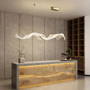 Axyaa Gold Wave Design Acrylic Pendant Chandelier for Modern Living Room Dining Kitchen