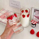 Axyaa Strawberry Glass Cup With Straw - Cute & Heat Resistant