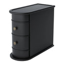 Axyaa Solid Wood Round End Table with Drawer, Narrow Nightstand & Side Table