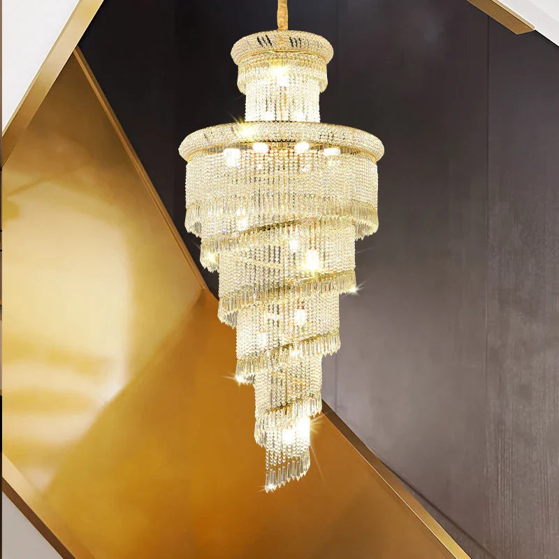 Axyaa Crystal Chandelier with Intelligent Three-Color Light for High-End Sales Office