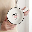 Axyaa Ceramic Noodle Bowl with Handle, Personal Tableware, Soup Plate