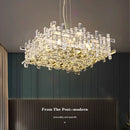 Axyaa Square Crystal Pendant Lamp: Modern Chandelier for Living Room, Bedroom, Dining Room