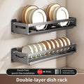 Axyaa Wall Mount Dish Drainer Rack for Kitchen Storage of Tableware and Utensils