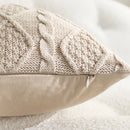 Axyaa Knitted Pillow Cover in Ivory White Red Blue Black Soft Diamond Plaid
