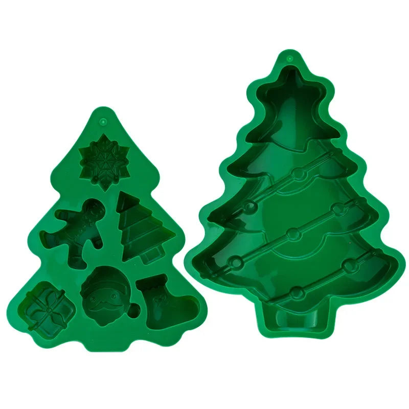 Silicone Christmas Chocolate Mold Set Snowflake Tree Stars Elk Snowman Axyaa