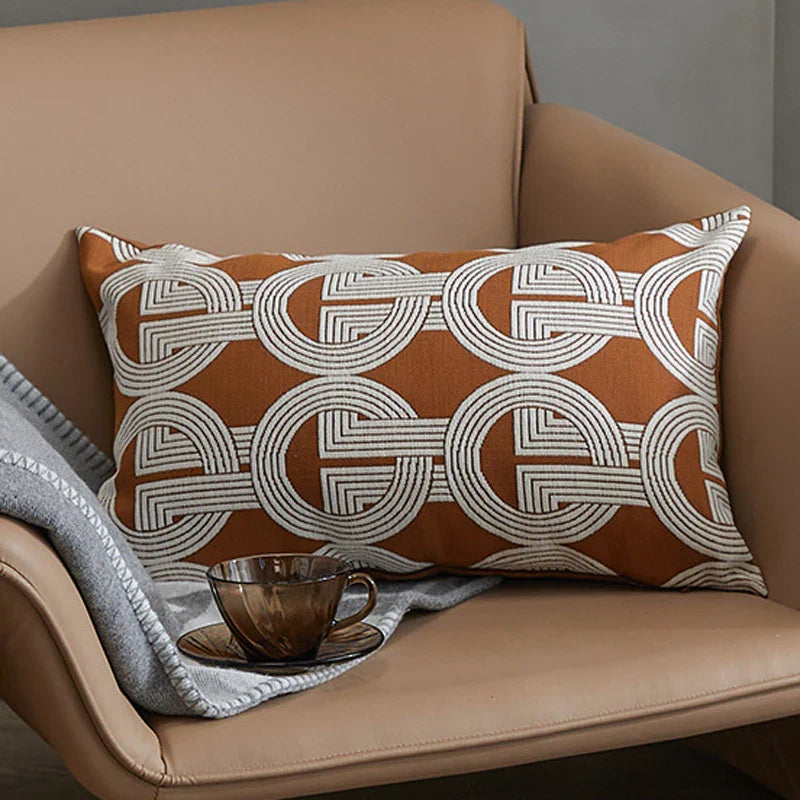 Axyaa Coffee Geometric Patterns Pillowcase - Modern Simplicity for Living Room Sofa