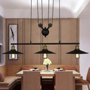 Axyaa Industrial Black Pendant Lights 3 Heads Pulley Hanging Lamp E27 Fixtures