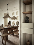 Axyaa Hand-Woven Rattan Chandelier Circular Bamboo Light for Countryside Restaurant