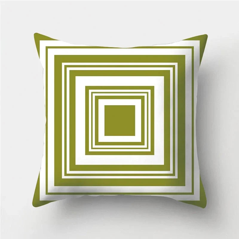 Army Green Geometric Printed Pillowcase by Axyaa for Living Room and Bedroom Decor