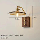 Axyaa Cognac Glass Wall Light Wooden Base E27 Bulb for Home Décor