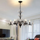 Axyaa Branch Crystal Chandelier: Modern Black Gold Ceiling Lamp for Living Room, E14 Candle Fixture