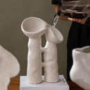 Axyaa Geometric Stoneware Vase Abstract Irregular Open Flower Home Decor