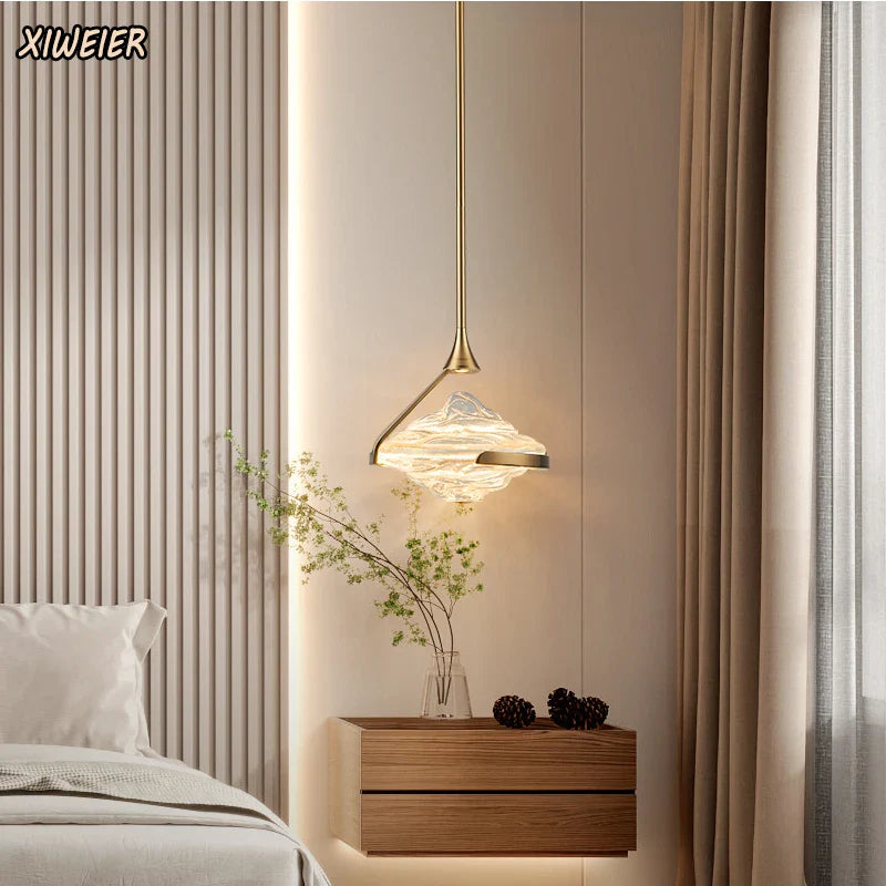 Axyaa Modern Glass Pendant Lamp for Bedroom, Study, and Bedside