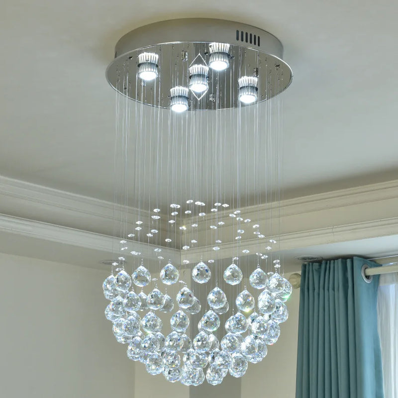 Axyaa Round Crystal Ball Chandelier - LED Ceiling Light Fixture