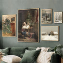 Winter Trees Canvas Print Nordic Wall Art Vintage Landscape Poster by Axyaa.