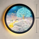 Axyaa Round Industrial LED Wall Lamp Bedside Bedroom Sconce Home Decor Lighting