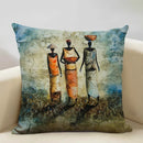 Axyaa African Oil Painting Art Pillow Case 45x45cm Linen Cushion Cover