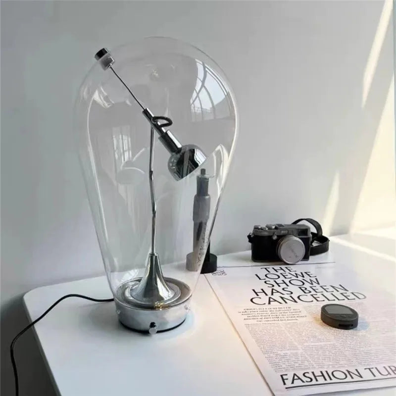 Axyaa Chrome Toso Glass Balloon Table Light, Adjustable Modern Lighting for Home, Bedroom, Kitchen, Bar