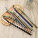 Axyaa Glass Straw Set with Brush, 10pcs Reusable Bent Milkshake Drinking Straws