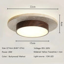 Axyaa Yellow Stone Round Ceiling Lights LED28w Wabi Sabi Walnut Wood 3000K/6000K