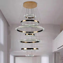 Axyaa Crystal Chandelier Stair Pendant Living Room Lighting