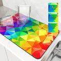 Pride Moon Rainbow Geometric Non-Slip Kitchen Drying Mat by Axyaa