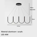 Axyaa Nordic U-Shaped LED Chandelier in Black Gold for Home Decor