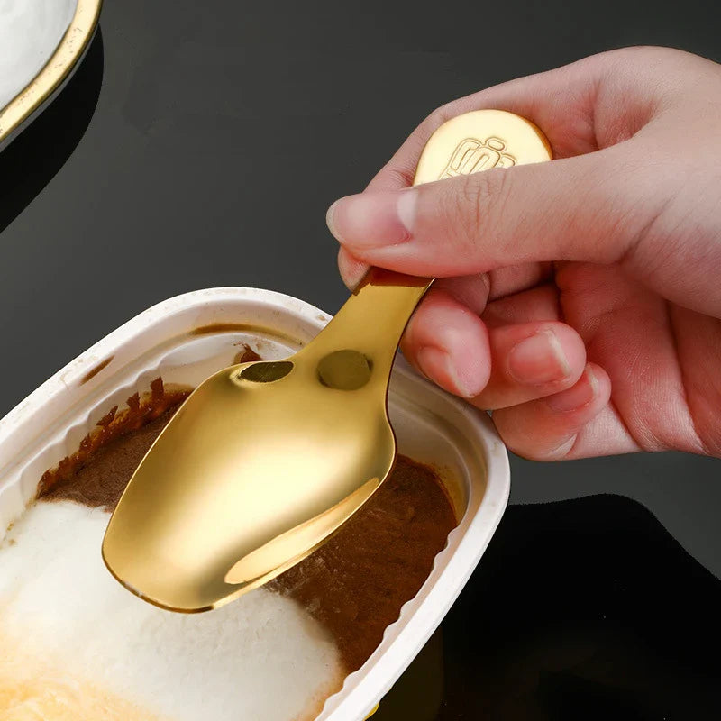 Axyaa Stainless Steel Short Handle Teaspoon Ice Cream Scoop Kitchen Tableware