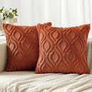 Axyaa Ivory White Plush Faux Wool Throw Pillow Covers, 45x45CM Boho Style
