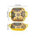 Axyaa Bohemian Style Ceramic Pasta Dish 9-Inch Salad Plate with Double Ear.