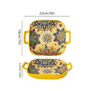 Axyaa Bohemian Style Ceramic Pasta Dish 9-Inch Salad Plate with Double Ear.