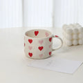 Axyaa 10oz Heart Pattern Ceramic Coffee Mug with Handle, Unique Design, Lovely Gift