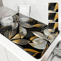 Axyaa Metallic Floral Branches Drying Mat: Non-Slip Absorbent Placemat