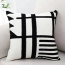 Axyaa Embroidered Burlap Square Pillow Cover 45x45cm White Gray Black Home Decor