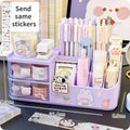 Axyaa Bear Handle Desk Organizer: Pen Holder, Sticky Note & Tape Storage Box