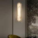 Axyaa LED Oval Wall Lamp: Natural Marble Finish in Gold, Black, or Copper