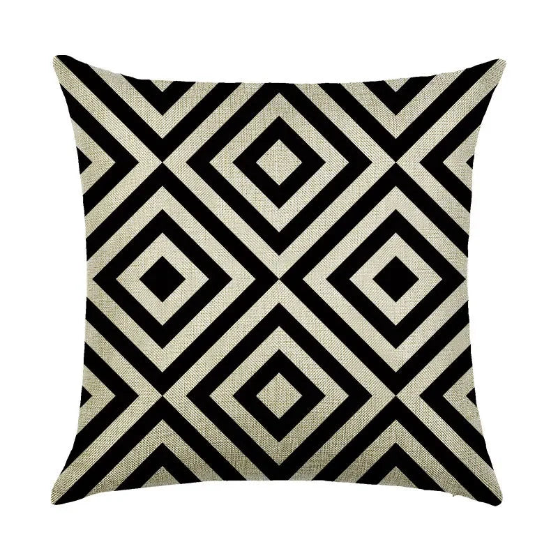 Axyaa Abstract Geometry Linen Pillowcase 45*45cm Square Home Sofa Decor Cover