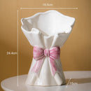 Axyaa Bowknot Bouquet Ceramic Vase: Table Decoration Flowers Arrangement & Room Aesthetic Decor