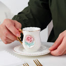 Axyaa Ceramic Rose Cup & Plate Set: Handmade Flower Coffee Cup, Unique Design