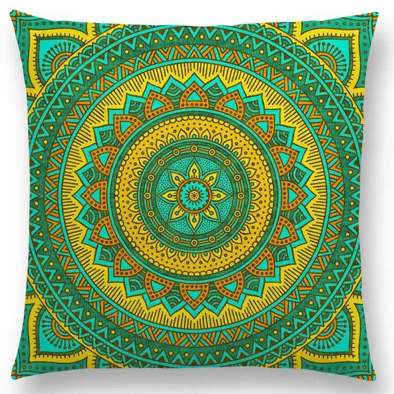 Axyaa Boho Rainbow Mandala Pillow Case Sun Moon Flowers Dream Fantasy Cover
