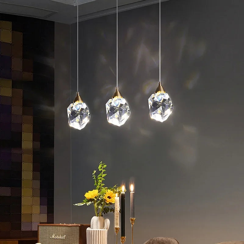 Axyaa Crystal Chandelier: Elegant LED Pendant Light for Home Dining Bedroom Bar