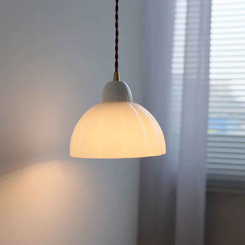 Axyaa White Glass LED Pendant Light for Home Decor and Lighting Ambiance