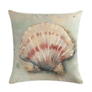 Axyaa Marine Life Linen Pillowcase: Fashion Conch Starfish Shell Sofa Decor Cover